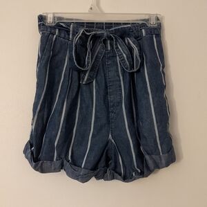 Universal Thread Paper Bag Shorts Blue Striped XS